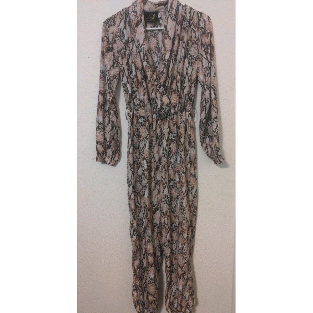 Luxe Show Women's Snakeskin Print Jogger Style Jumpsuit Size Small